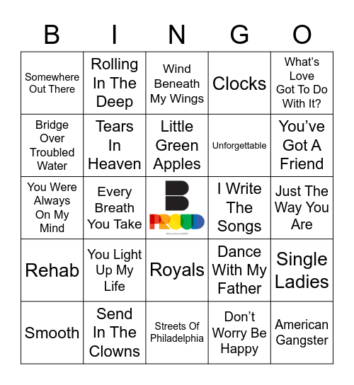 Grammy Song Of The Year Bingo Card