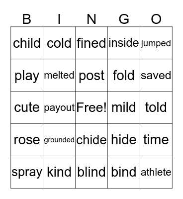 4th Grade BINGO Card