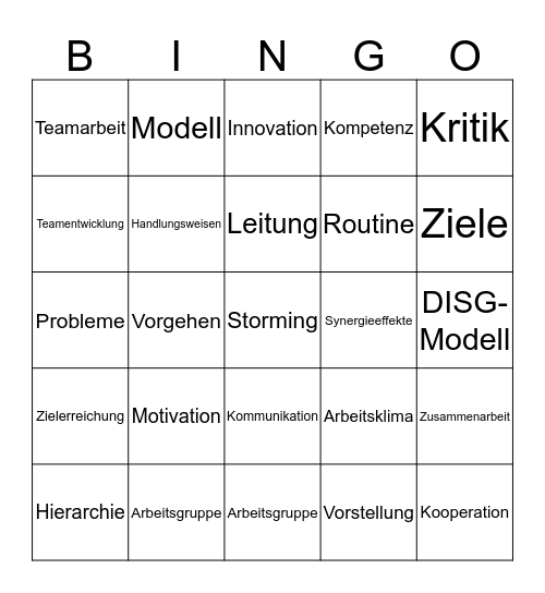 Teamvision-Bingo Card