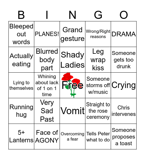 Bachelor Bingo 1/30 Bingo Card