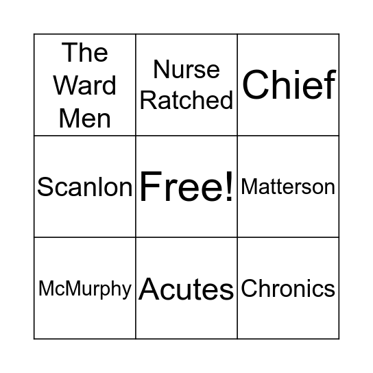 ONE FLEW OVER THE CUCKOO'S NEST CH.15 Bingo Card