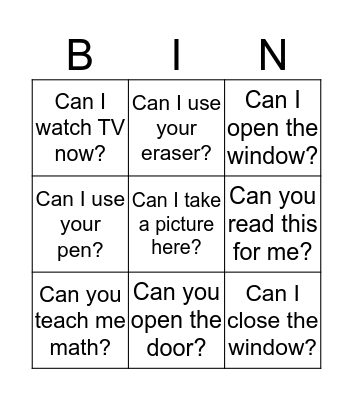 Can you...? Bingo Card