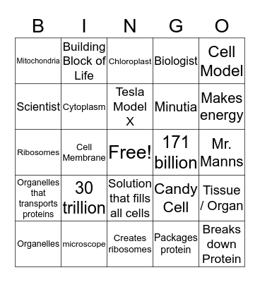 The Cell Bingo Card