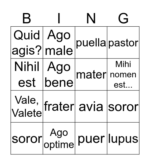 Aequora Bingo Card