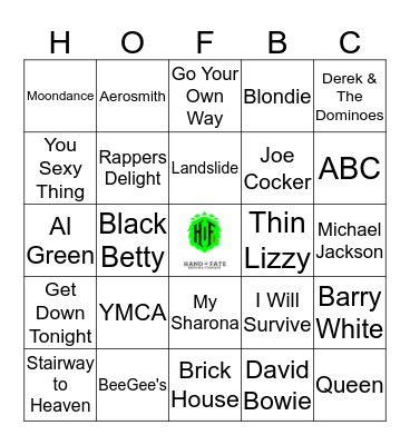 70'S Music Bingo Card