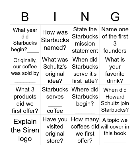 Coffee Academy 100: Intro & Heritage Bingo Card