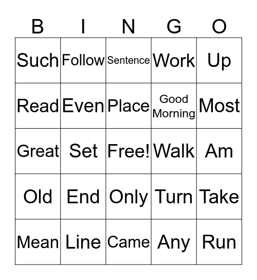 Find the Word Bingo Card