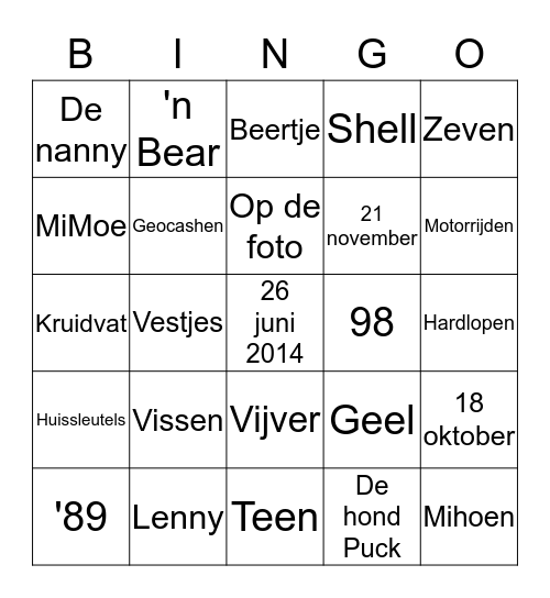 De Grote Mark & Lenny Bingo Card