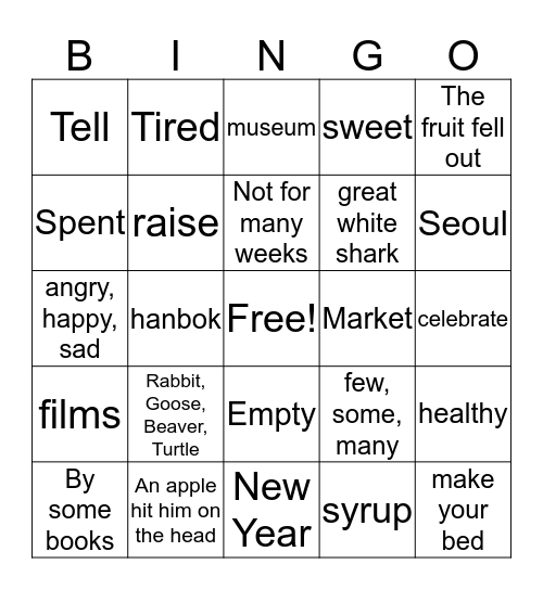 Term Test Review Bingo Card