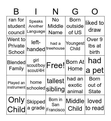 Let's go back in time... Bingo Card