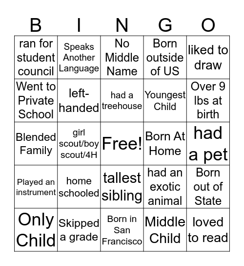 Let's go back in time... Bingo Card