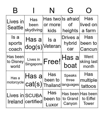 Get to Know Your Leaders!  Bingo Card