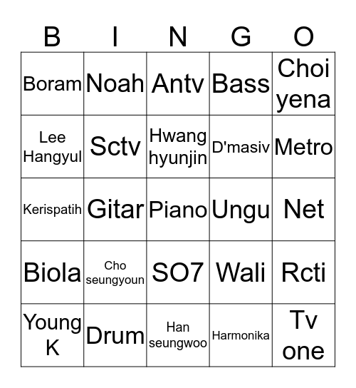 Hangy❣ Bingo Card