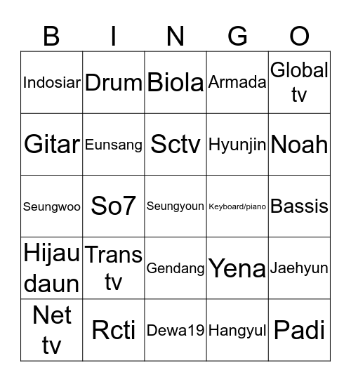 Bismillah jopes menang Bingo Card