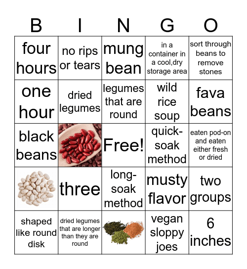 BEANS Bingo Card
