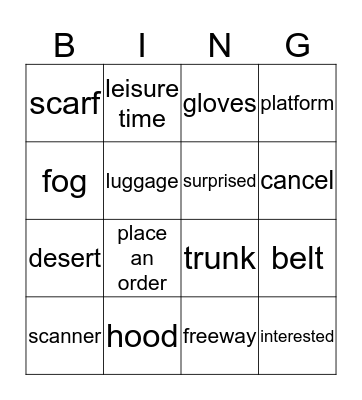 Test Review Bingo Card