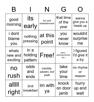 Spangl-O Bingo Card