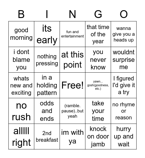 Spangl-O Bingo Card