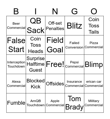 Superbowl LIV  BINGO CHALLENGE!!! Bingo Card