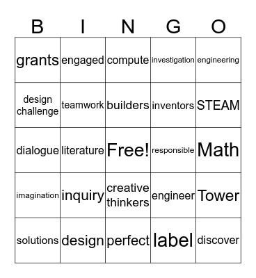 STEAM Bingo- Science, Technology, Engineering, Art, Math Bingo Card