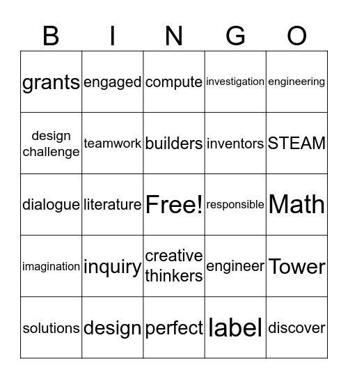 STEAM Bingo- Science, Technology, Engineering, Art, Math Bingo Card