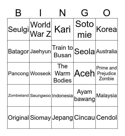 GYULIE's Bingo Card