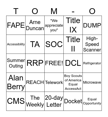 OCR Tom-O Bingo Card