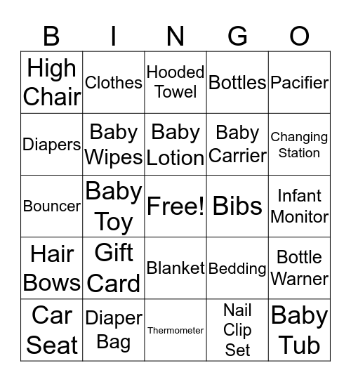 Baby Bingo Card