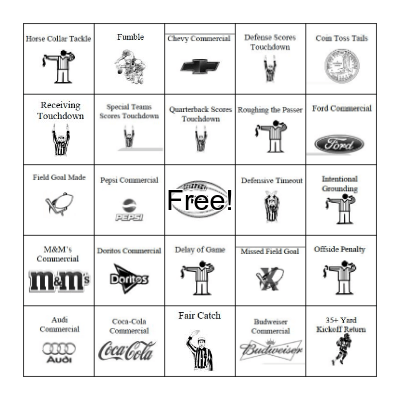 SUPER BOWL -- LIV Bingo Card