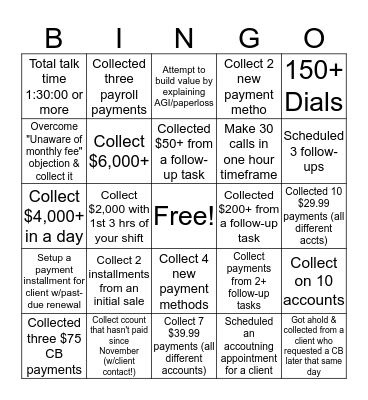 COLLECTIONS Bingo Card