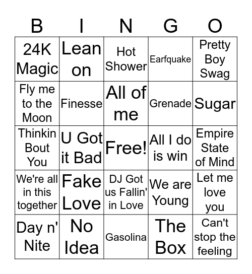 Music Bingo Card