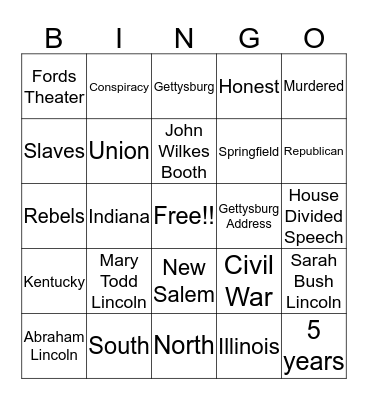 Lincoln Bingo Card
