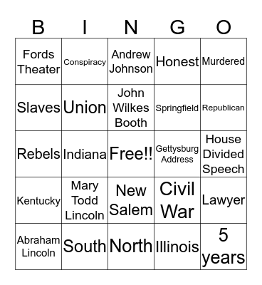 Lincoln Bingo Card