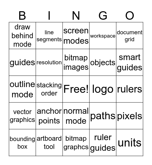 Illustrator Chapter 1 Bingo Card