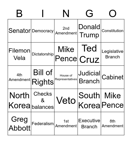 Government Bingo Card