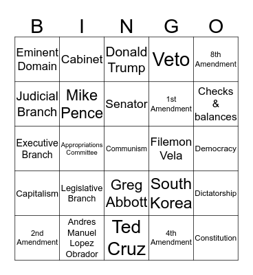 Government Bingo Card