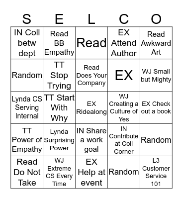 Service Bingo Card