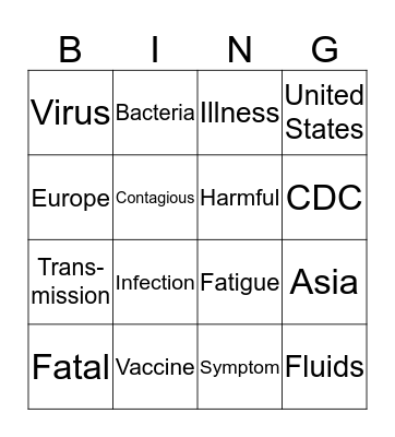 The World of Disease Bingo Card