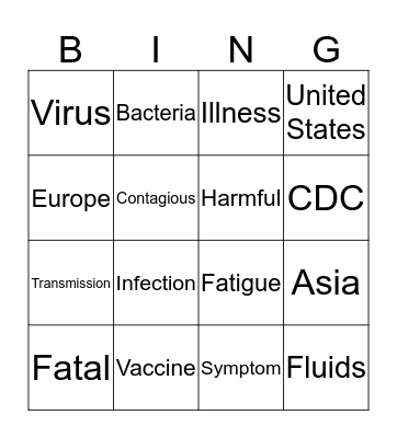 The World of Disease Bingo Card