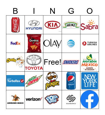 Super Bowl Commercial Bingo Card