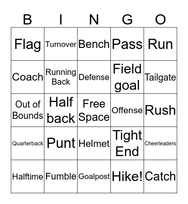 SHBP Tailgate BINGO Card