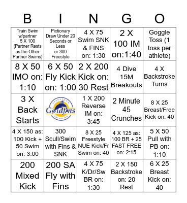 Goldfins Warm-Up Bingo Card
