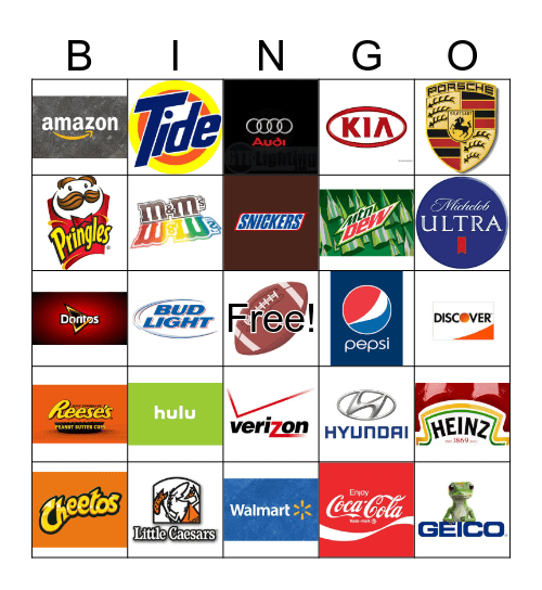 Superbowl Commercial Bingo Card