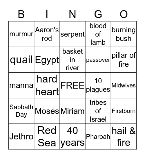 In the wilderness Bingo Card