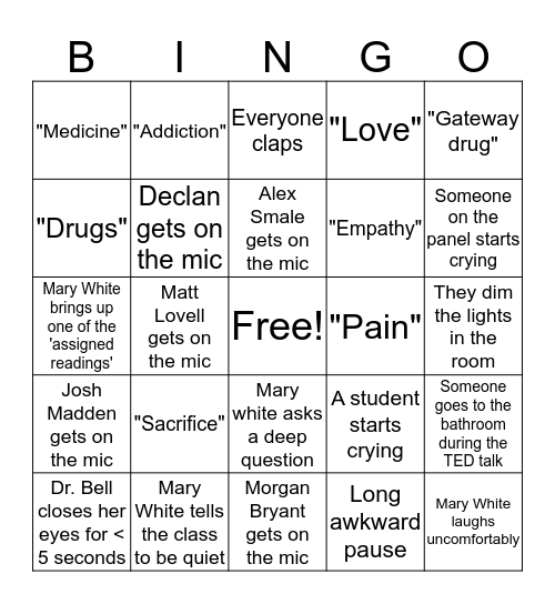 Friday Session Bingo Game Bingo Card