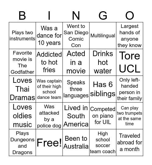 OL Bingo Card