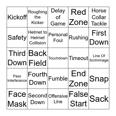 Football Lingo Bingo Card
