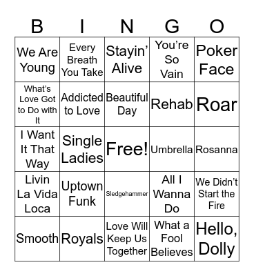 Grammy Awards  Bingo Card