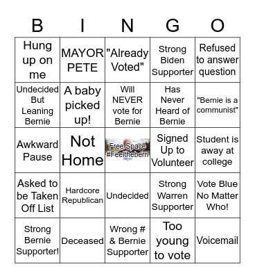 PHONE BANK BERNIE BINGO! Bingo Card