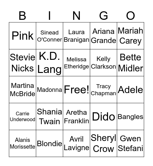 Girl Power Bingo Card